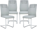 cinkehome Modern Dining Chairs Set of 4 with Metal Legs, High Back Upholstered Armless Side Chair for Kitchen, Dining Room, Faux Leather