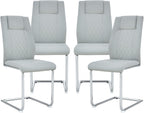 cinkehome Modern Dining Chairs Set of 4 with Metal Legs, High Back Upholstered Armless Side Chair for Kitchen, Dining Room, Faux Leather