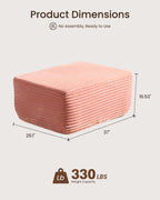 37" Plush Ottoman, Upholstered Cloud Footrest for Couch in a Box,Oversize Poufs for Living Room & Bedroom Sofa Ottoman,Comfy Seating with Dense Foam, Pink (Plush Corduroy Fabric)