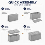 ALASDO 30 Inch Folding Storage Ottoman Bench with Hidden Storage, Velvet Storage Ottoman Foot Rest Stool, End of Bed Bench for Bedroom, Living Room, Entryway and Closet, Dark Gray