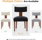 FOXHUNTER Upholstered Dining Chairs Set of 2, Modern Wooden Armless Kitchen Chairs with Curved Backrest, Mid-Century Farmhouse Dining Side Chairs, Linen Black