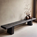 RUNNUP Solid Wood Bench, Shoe Changing Benchs, 63" Modern Narrow Living Room Bench for Bedroom, Entrance, Dining Room
