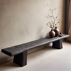 RUNNUP Solid Wood Bench, Shoe Changing Benchs, 63" Modern Narrow Living Room Bench for Bedroom, Entrance, Dining Room