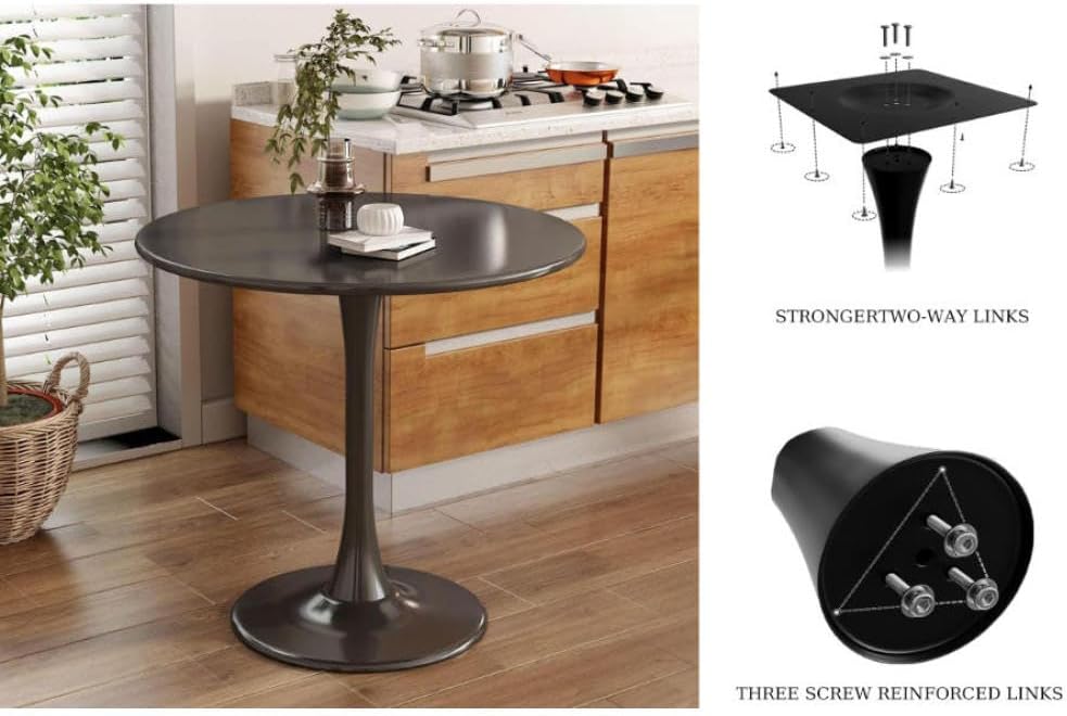 24" Round Tulip Dining Table, Mid-Century Modern Kitchen Table for 2-3 People, Small Space Bistro Table for Kitchen Living Room Balcony Office