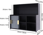3-Tier Kitchen Pantry Sideboard Cabinet with Sliding Glass Doors, Storage Organizer for Dining Room, Ideal for Spices, Bottles, and Bowls, Countertop Accessory