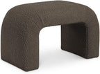 Meridian Furniture 169Brown Niagara Collection Modern | Contemporary Boucle Fabric Upholstered Bench with Rich Brown Boucle Fabric, Curved Contemporary Design, 28" W x 15.5" D x 17.5" H, Brown