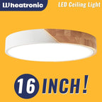 LED Flush Mount Ceiling Light Fixture Wood,16 inch Kitchen Light Fixtures Ceiling Mount 36W, Round Close to Ceiling Light Dimmable 5CCT for Bedroom,Kitchen,Living Room