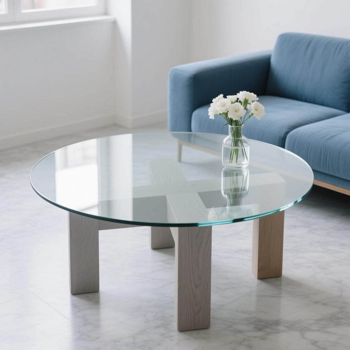 17" Round Tempered Glass Table Top, Clear Surface Flat Polished Edge for Furniture Protection Patio Dining Coffee End Tables (17 inch)