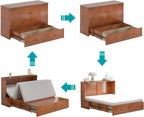 BALUS Murphy Bed, Queen Cabinet Bed, Modern Adults Guest Room Murphy Chest Cube Beds with Built-in Charging Station and Storage Drawers for Bedroom Apartment, No Mattress, Cherry
