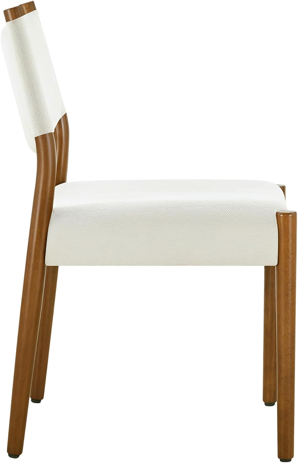 KISLOT Dining Chairs Set of 4, Ergonomic Upholstered Wood Chairs, White | Mid Century Modern Dining Room Chairs, Ergonomic Farmhouse Kitchen Chairs with Solid Rubber Wood Frame, Antique Walnut Leg