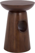SAFAVIEH Home Collection - Zenon Dark Brown Solid Wood Accent Table with Open Circle Detail, Sculptural Modern Side Table (ACC3260A)