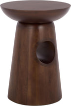 SAFAVIEH Home Collection - Zenon Dark Brown Solid Wood Accent Table with Open Circle Detail, Sculptural Modern Side Table (ACC3260A)