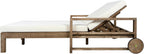 Merax Acacia Wood Outdoor Daybed Sofa, Farmhouse Patio Sun Lounger with Adjustable Backrest, High-Density Cushions & Removable Wheels, Weather Resistant for Garden, Poolside, Backyard, Beige