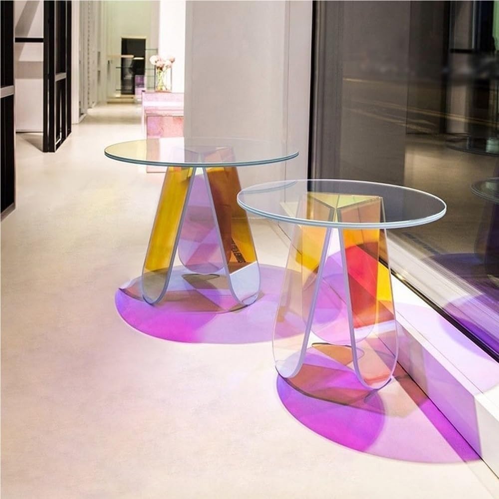 Acrylic End Table, Colorful Coffee Table, Modern Nightstand for Living Room, Bedroom