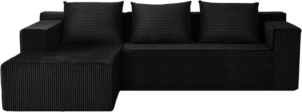 ANONER 103” Modular Sectional Sofa - L Shaped Upholstered Cloud Couch, Free Combination Deep Seat Corner Sofa, Sectional Couches for Living Room, Modern Minimalist Couch, Black