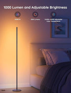 Govee RGBIC Floor Lamp Basic, LED Corner Lamp Works with Alexa, 1000 Lumen Smart Modern Floor Lamp with Music Sync and 16 Million DIY Colors, Color Changing Standing Lamp for Bedroom Living Room Black