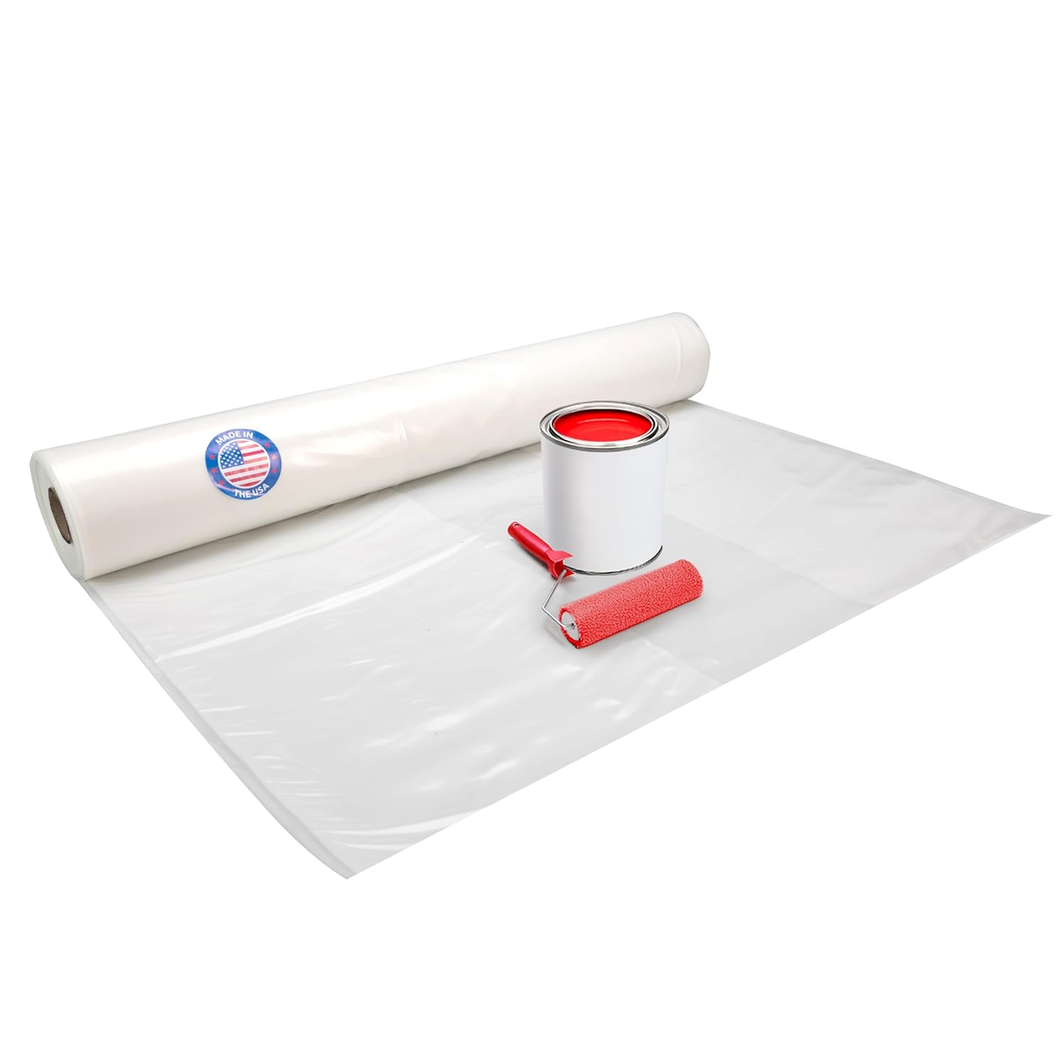 Plastic Sheeting 4 mil, 8' x 50' (400 sq. ft.) - Thick Semi-Clear Plastic Sheeting for Construction, Painting, Slide&Slip - LDPE Film Roll - Heavy Duty Thick Polyethylene Rolls by IDL Packaging