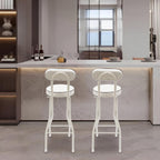 Set of 2-Folding Bar Stool Chair with Back, White Tall Foldable Chair Leather Padded Counter Height Collapsible Stool for Adults Kitchen Island Guitar Shop Cafe