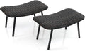 Tangkula Set of 2 Patio Ottomans, Multipurpose Rattan Ottomans w/Padded Quick Dry Foam & Heavy-Duty Metal Legs, Outdoor Wicker Footrest Extra Seating for Poolside, Backyard All Weather Resistant