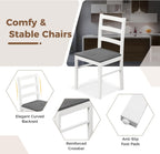 COSTWAY 5-Piece Dining Table Set for 4 w/Rubber Wood Structure, Grey | Spacious Tabletop, Anti-Slip Pads, Rubber Wood Legs, Space-Saving Design for Small Place, Apartment, Studio, Restaurant