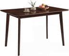 Giantex Dining Table for 4, 47" Rectangular Wooden Kitchen Table with Solid Rubber Wood Legs, Mid Century Modern Dinner Table for Dinette, Living Room, Home Office (Walnut)