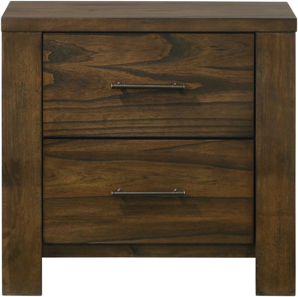 Oak Finish Nightstand 1pc Contemporary Two-Drawers Nightstand Bed Side Cabinet Furniture,for Small Spaces