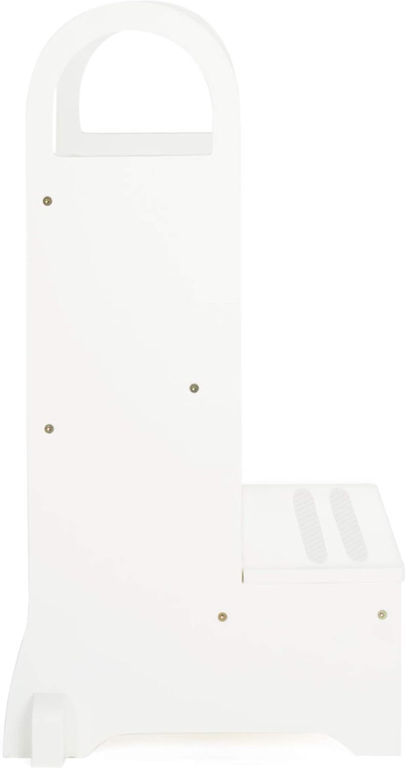 Guidecraft High-Rise Step-Up - White: Two Step Stool with Handles and Safety Non-Slip Treads and Anti-Tip Feet for Kids and Adults- Quality Learning Furniture