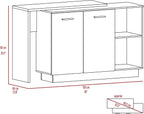 1-Drawer 3-Division Kitchen Island White with Particle Board | Modern kitchen island with 1 drawer and 5 shelves for storage and display