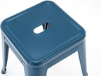 18'' Industrial Metal Stools Set of 2, Stackable Indoor Outdoor, Deep Blue | No Assembly, Waterproof & Rustproof, Easy to Move, Backless, Space-Saving, Stable Design for Classroom Kitchen Dining Patio