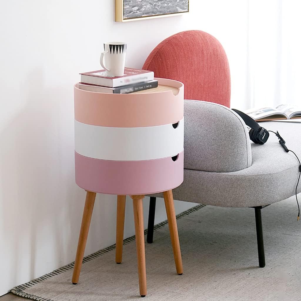Telephone Table Bedroom Bedside Table Small Apartment Multi-Functional Living Room Rack Modern Minimalist Round Side Table Bedroom Storage Bedside Cabinet (Color (Brass)