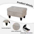 Storage Ottoman Bench,28.5" Large Square Ottoman with Storage, Foot Rest Footstool Bench Coffee Table with Thick Cushion for Home Decor/Entryway/Living Room/Bedroom/Rv Car,Brown Light Flannel