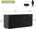 LKTART 59" Sideboard Buffet Cabinet with Storage, 4 Doors Modern Accent Storage Sideboard, Floor Cabinet Buffet with Spiral Grain for Kitchen, Living Room (Black)
