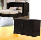 Daily Delight Murphy Cabinet Chest Bed with Charging Station & 6" Memory Foam Mattress, Queen (Java)