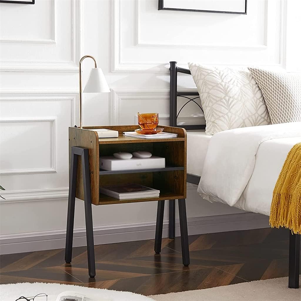 Bedside Table Furniture with 2 Tiers Open Storage Compartment for Bedroom Living Room (Color : A, Size (A
