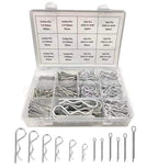 Boatsea 420Pcs Cotter Pin Assortment Kit R Clips Spring Retaining Hair Pins Assortment Kit, Including 6 Sizes 200PCS Cotter Pins and 6 Sizes 220PCS Hairpin Pins, Zinc-Plated