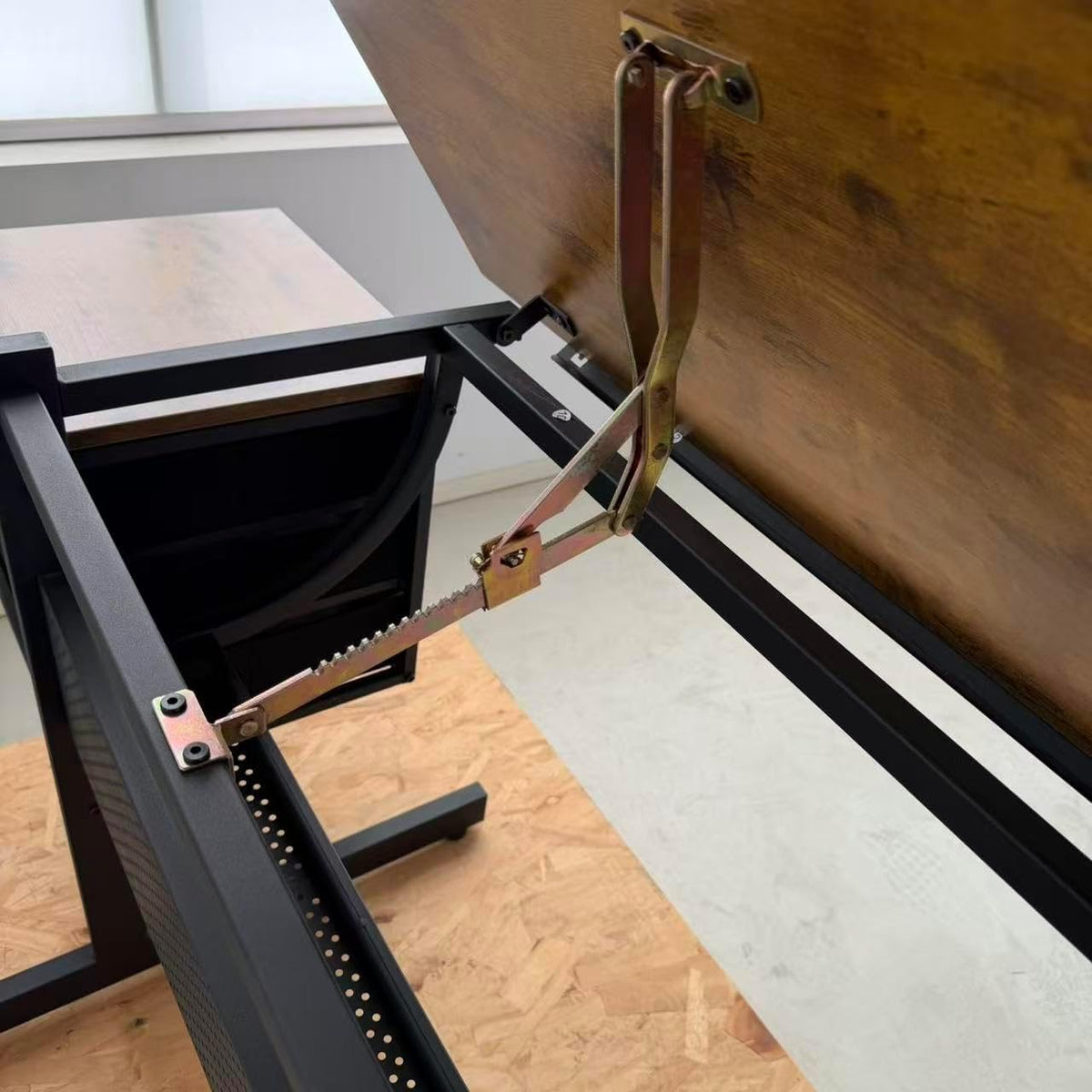 Wood Adjustable Drafting Table with Stool & 3 Drawers, Tilting Art Desk for Drawing & Crafting, Multi-Functional Study & Office Desk