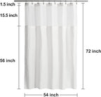N&Y HOME 54 Inch Waffle Weave Shower Curtain with Snap-in Fabric Liner & 12 Metal Hooks Set - 54" x 72" Shower Stall Size, Hotel Style & Mesh Top Window, Machine Washable - White, 54x72