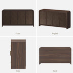 Oak&Sparrow Oak Sideboard Buffet Cabinet with Storage, 60'' Boho Buffets & Sideboards with Adjustable Shelves, Rattan Sideboard Cabinet with 4 Doors for Living Room, Hallway & Kitchen