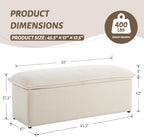 Ya-Home Modern Storage Bench Linen Fabric, Upholstered Storage Ottoman Entryway Bench with Seating for Bedroom Living Room, Beige