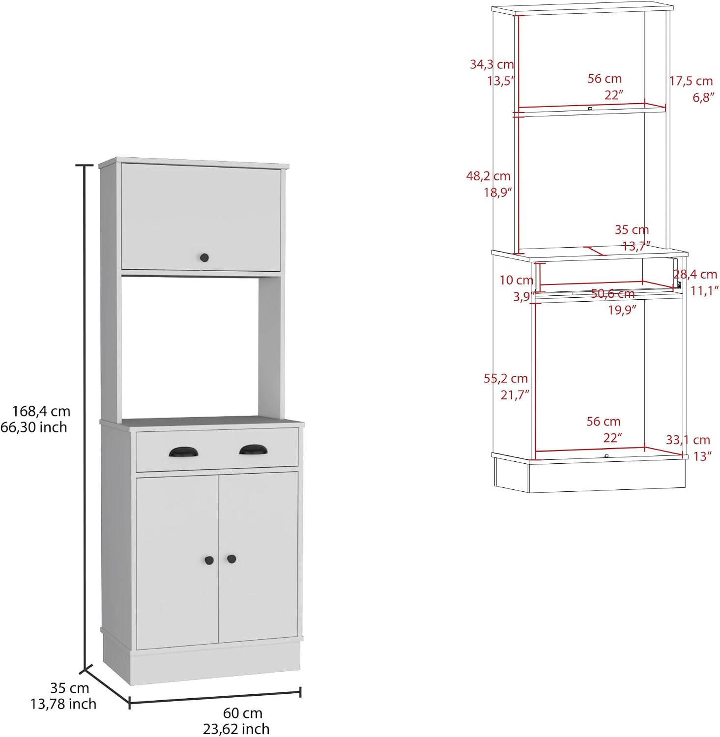 Tampa Kitchen Pantry with Drawer and 2 Cabinets
