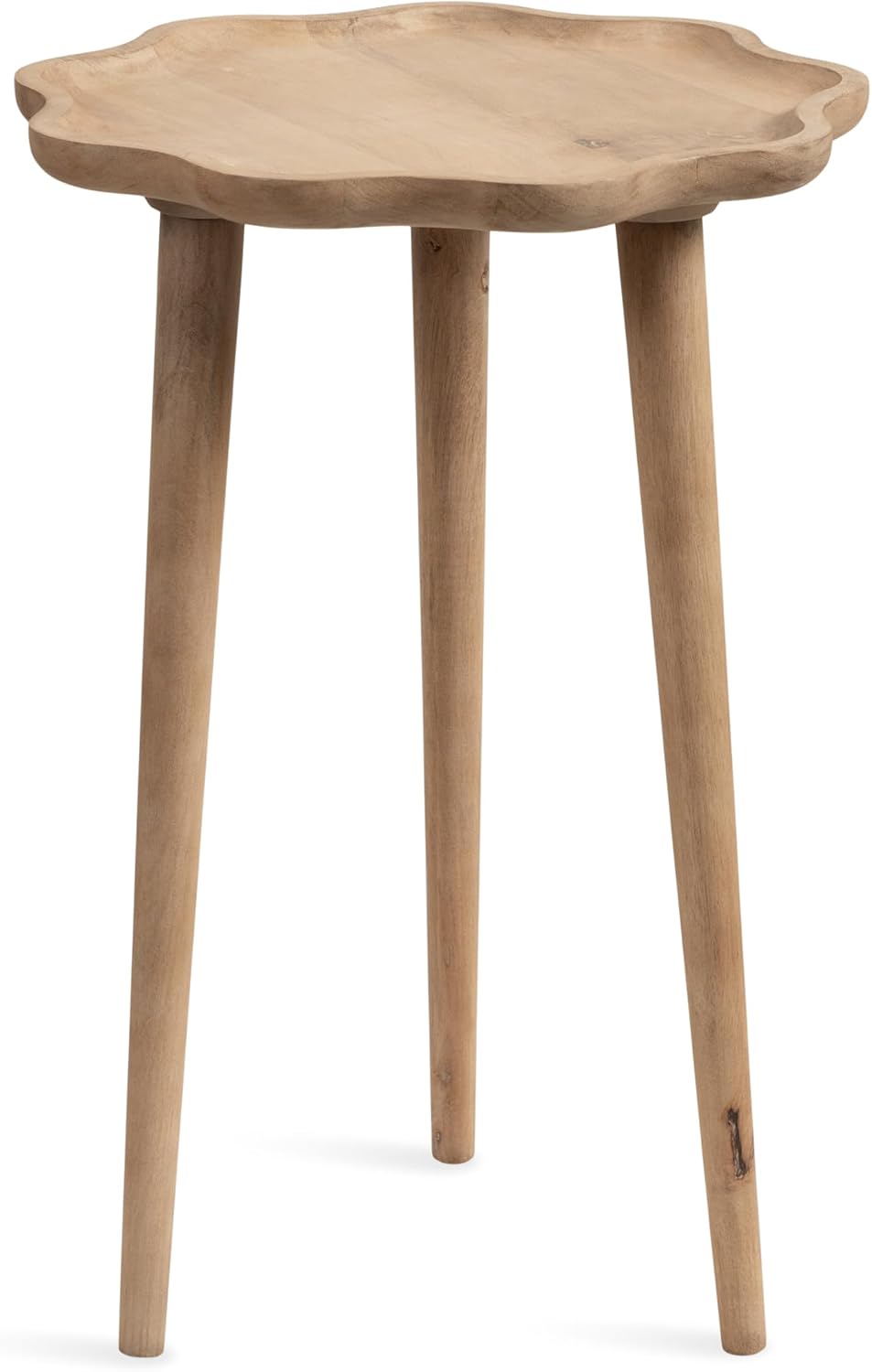 Kate and Laurel Alezar Modern Wooden Round Side Table, 15 x 15 x 22, Light Natural, Transitional Solid Wood End Table with Wavy Edge for Teen Bedroom Nightstand or Dorm Room Decor