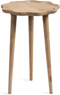 Kate and Laurel Alezar Modern Wooden Round Side Table, 15 x 15 x 22, Light Natural, Transitional Solid Wood End Table with Wavy Edge for Teen Bedroom Nightstand or Dorm Room Decor