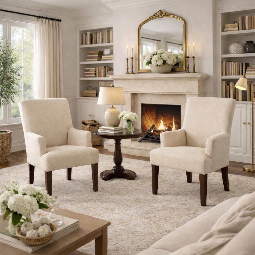 HomePop Home Decor | Upholstered Anywhere Dining Chair | Accent Chairs for Living Room & Bedroom | Decorative Home Furniture (Cream)