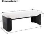 DUOMAY Modern White Sherpa Bedroom Bench, 49" Wide Long Entryway Bench with Solid Wood Legs Upholstered Dining Bench Ottoman for Living Room Indoor
