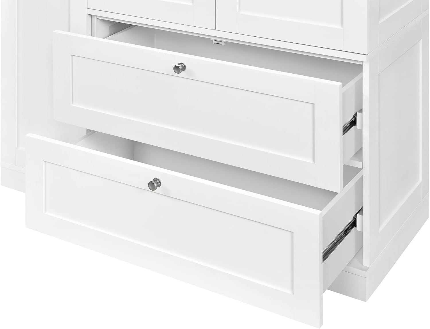 RUNNA 73.6" Tall Farmhouse Kitchen Pantry,Freestanding Large Capacity Storage Organizer with Customizable Shelves & Anti-Tip Safety - Perfect for Living Room & Home (White1)