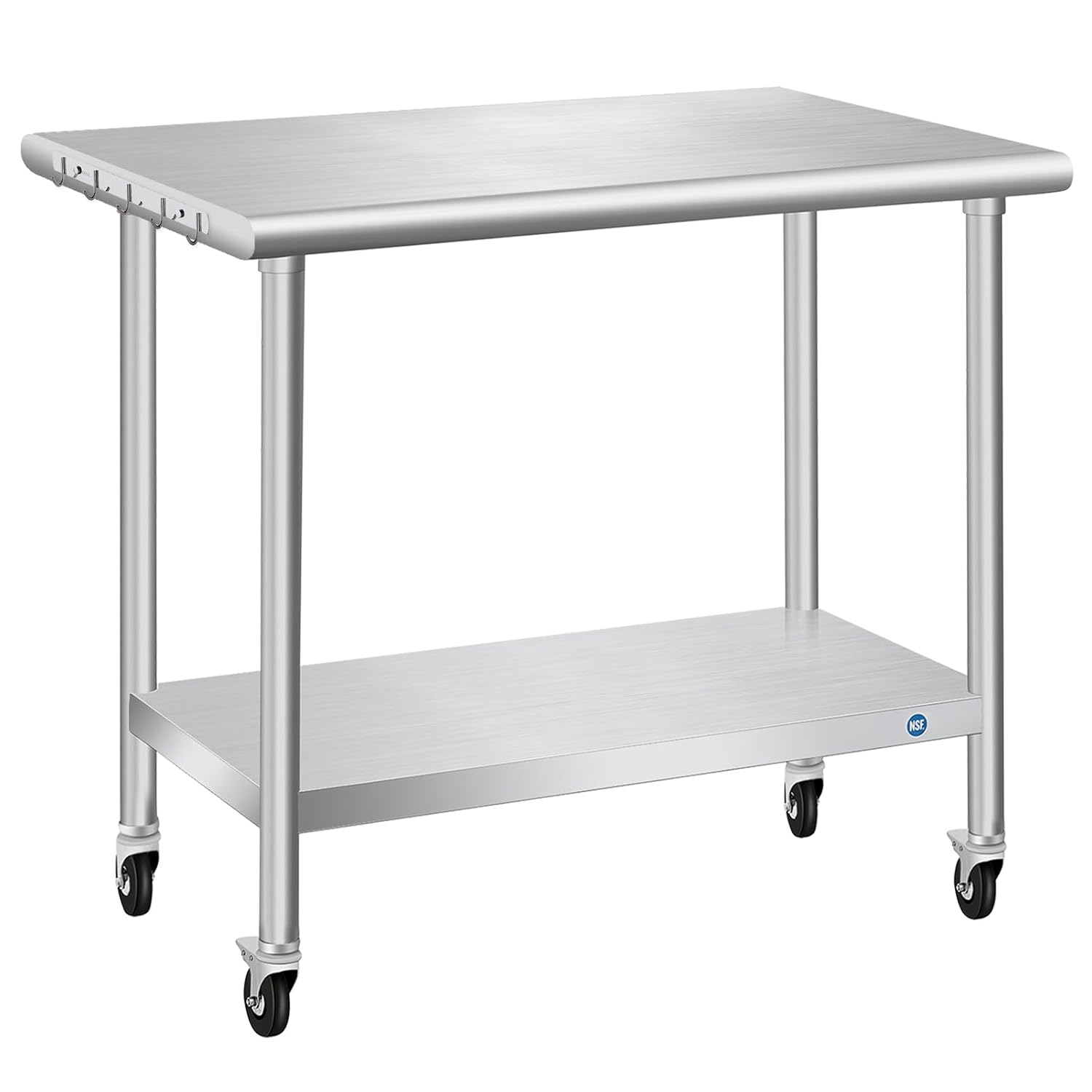 Stainless Steel Table with Wheels 24 x 36 Inch Commercial Stainless Steel Prep Table, Metal Table for Kitchen Restaurant Garage
