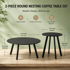 Weather Resistant Modern 2 Piece Round Nesting Coffee Table Set