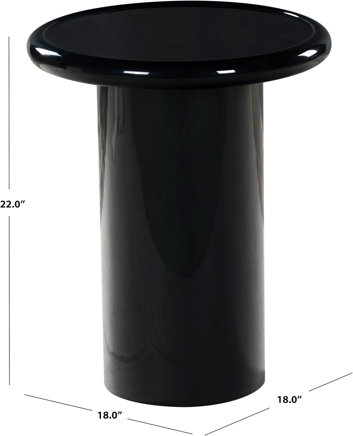 SAFAVIEH Couture Collection - Lolita Black Concrete Accent Table, Modern Round Top Side Table, High Gloss Finish, Fully Assembled (SFV2622A)