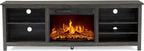 AMERLIFE 70" Fireplace TV Stand with 23" Electric Fireplace for 80" TVs | Rustic Grey, Wood Texture Finish, Farmhouse Style, Entertainment Stand, Media TV Console, Storage Cabinet, Living Room