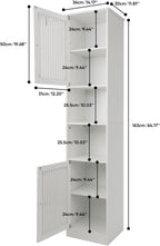 64" Tall Bathroom Cabinet, White Floor Standing Storage | Narrow unit with adjustable shelves & louvered doors, ideal for bathroom, laundry room, maximizing vertical space.